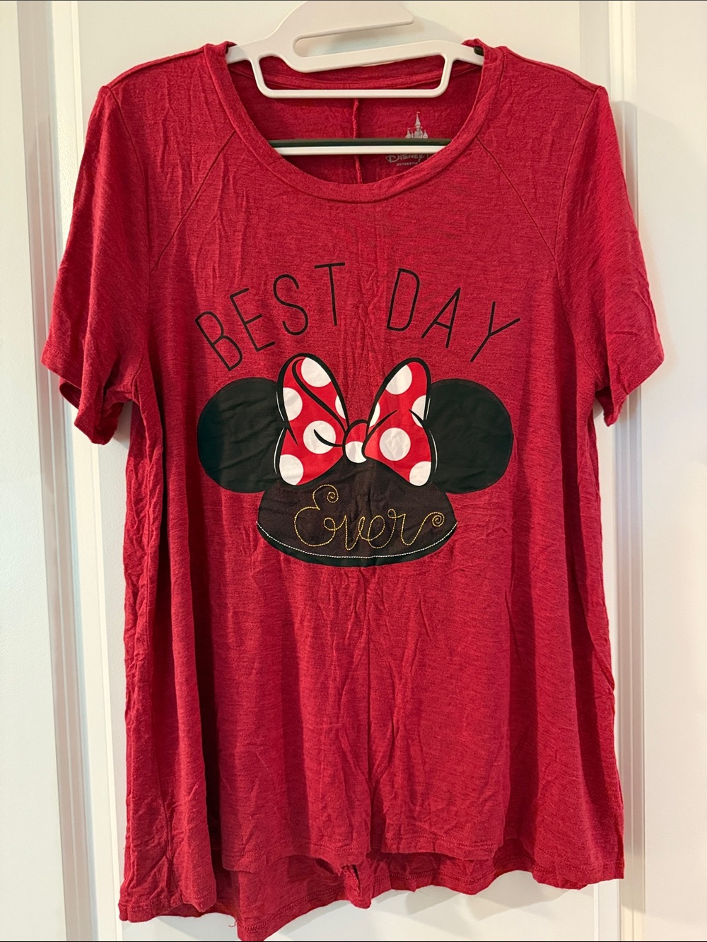 Disney Parks Red Minnie Mouse "Best Day Ever" Short Sleeve Tee